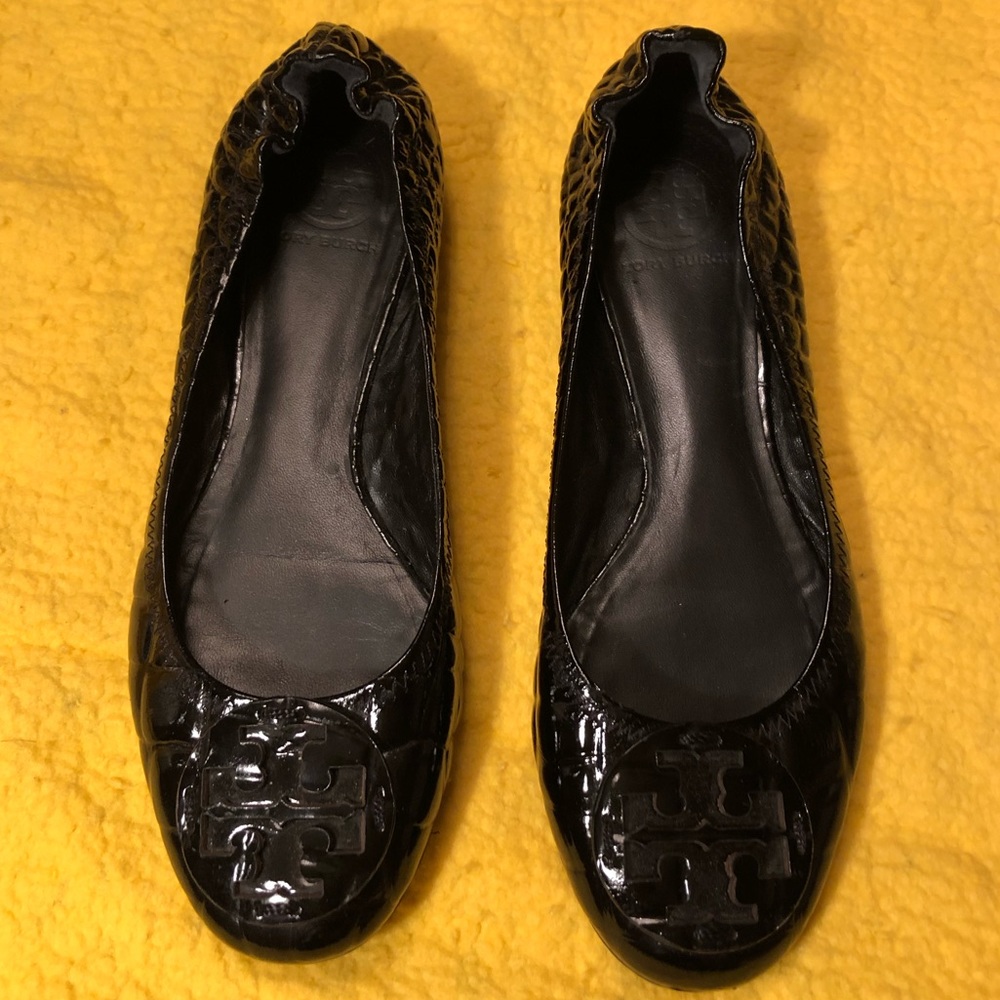 Tory Burch Black Patent Leather Flats